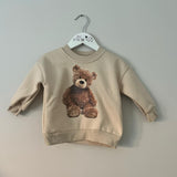 Beige Teddy Bear Print Sweatshirt