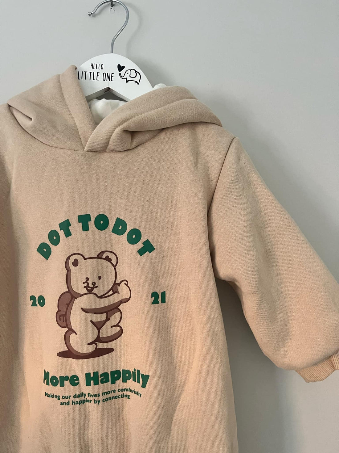 Beige Jersey Bear Jumpsuit