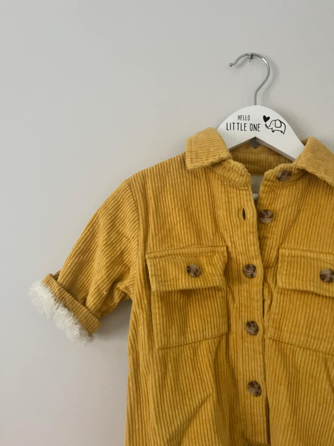 Mustard Ribbed Fleece Lined Button Up Jumpsuit