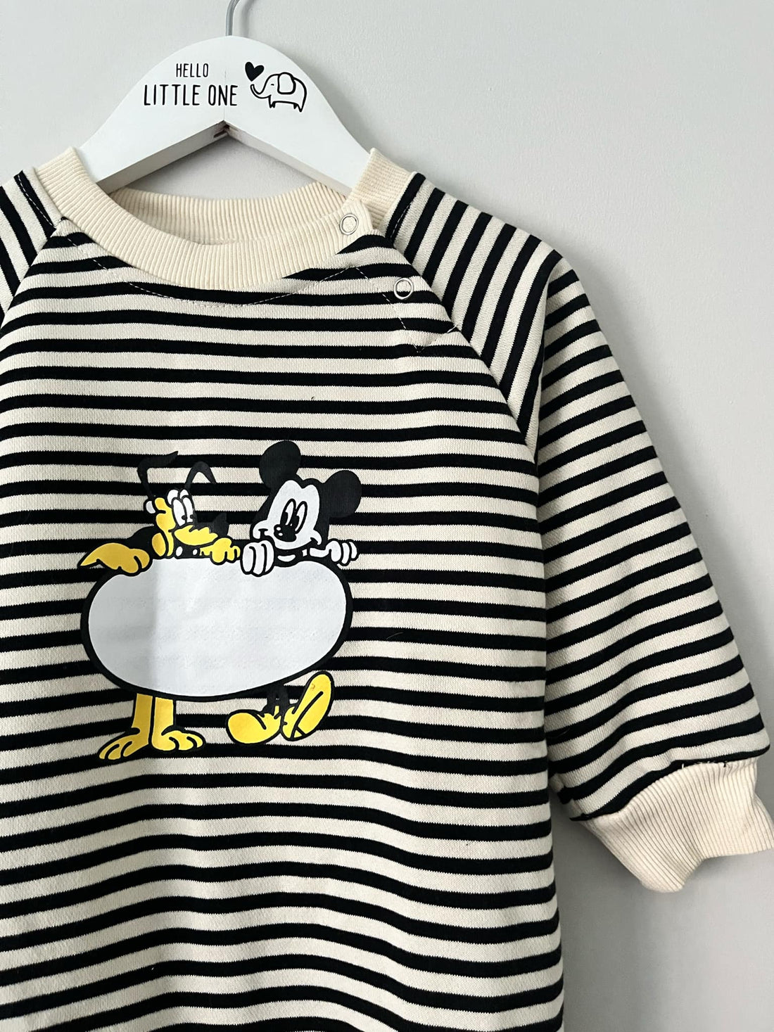 Black & Cream Striped Mickey & Pluto Jumpsuit