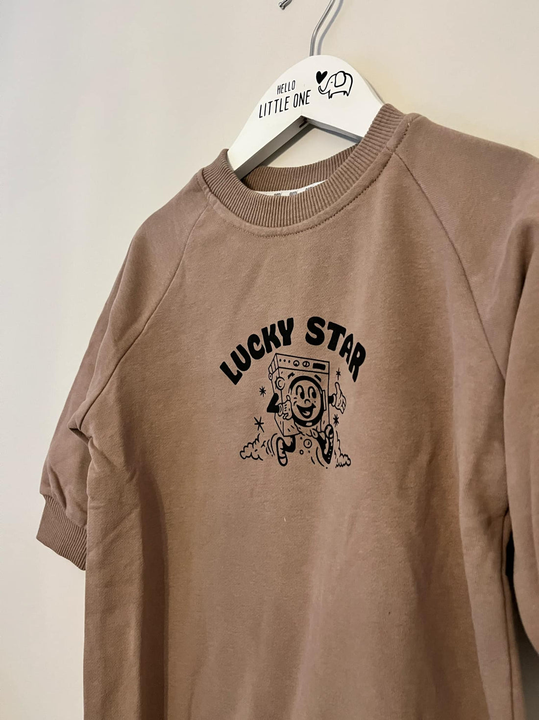 Brown "Lucky Star" Print Long Sleeve Jumpsuit