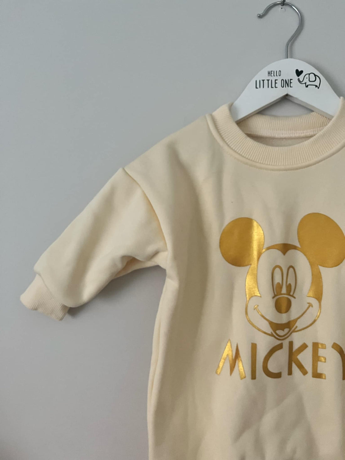 Cream Mickey Gold Detail Print Jumpsuit