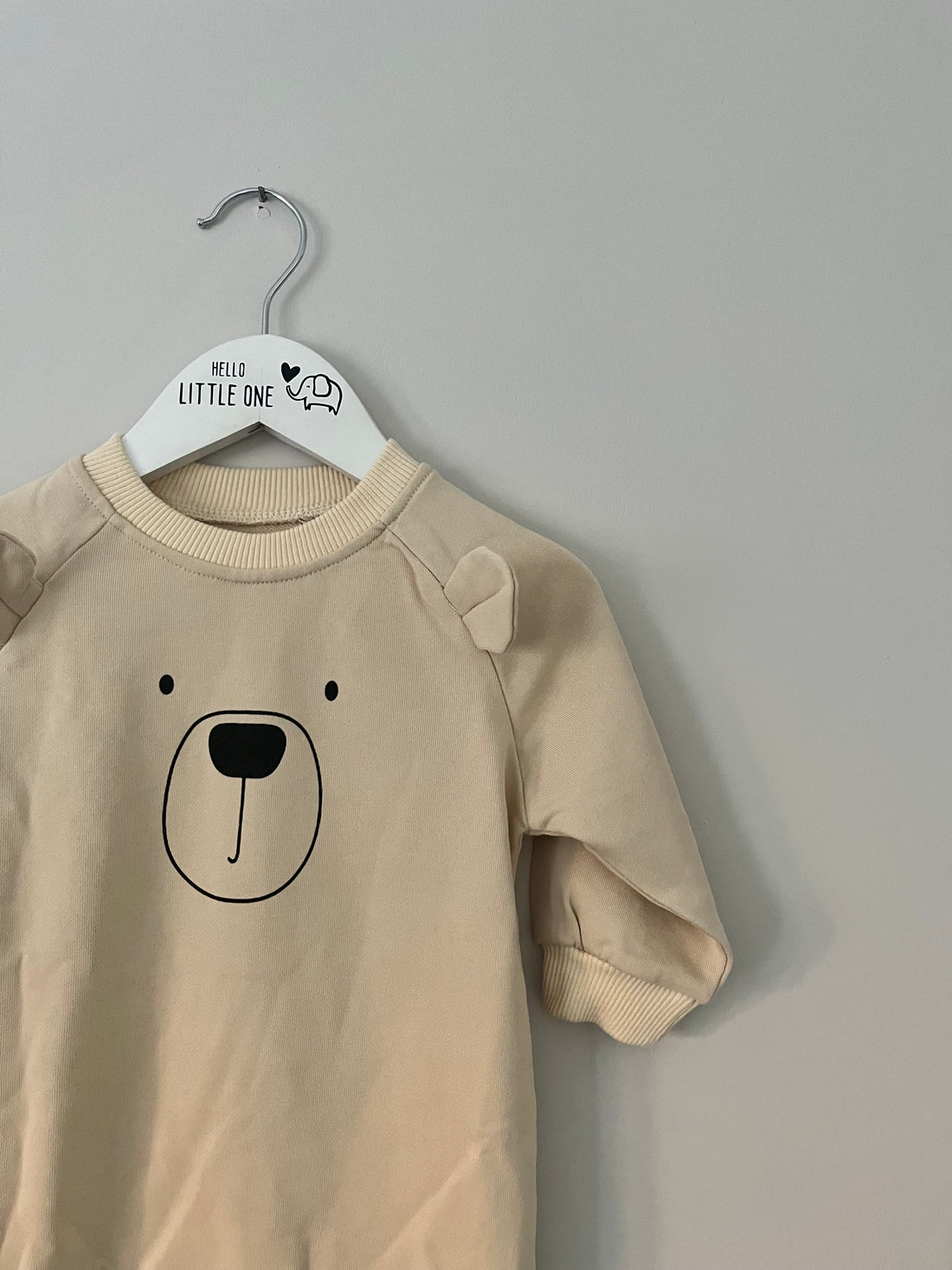 Beige Teddy Bear Detail Jumpsuit