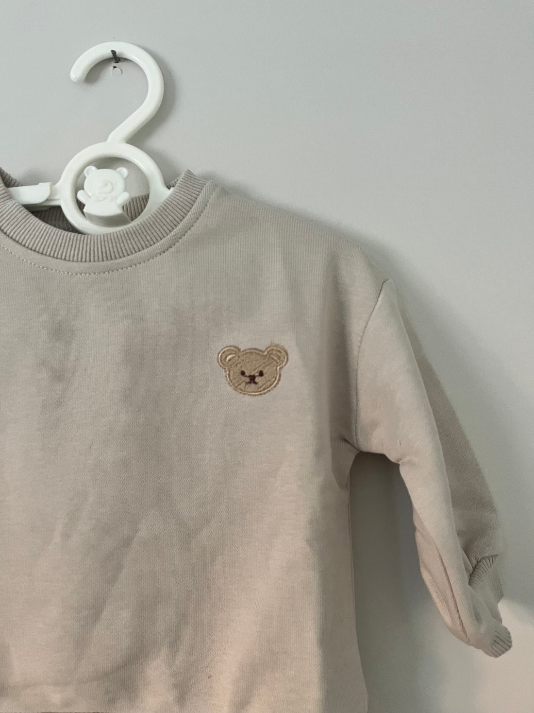 Beige Teddy Bear Embroidered Sweatshirt & Jogger Co-ord