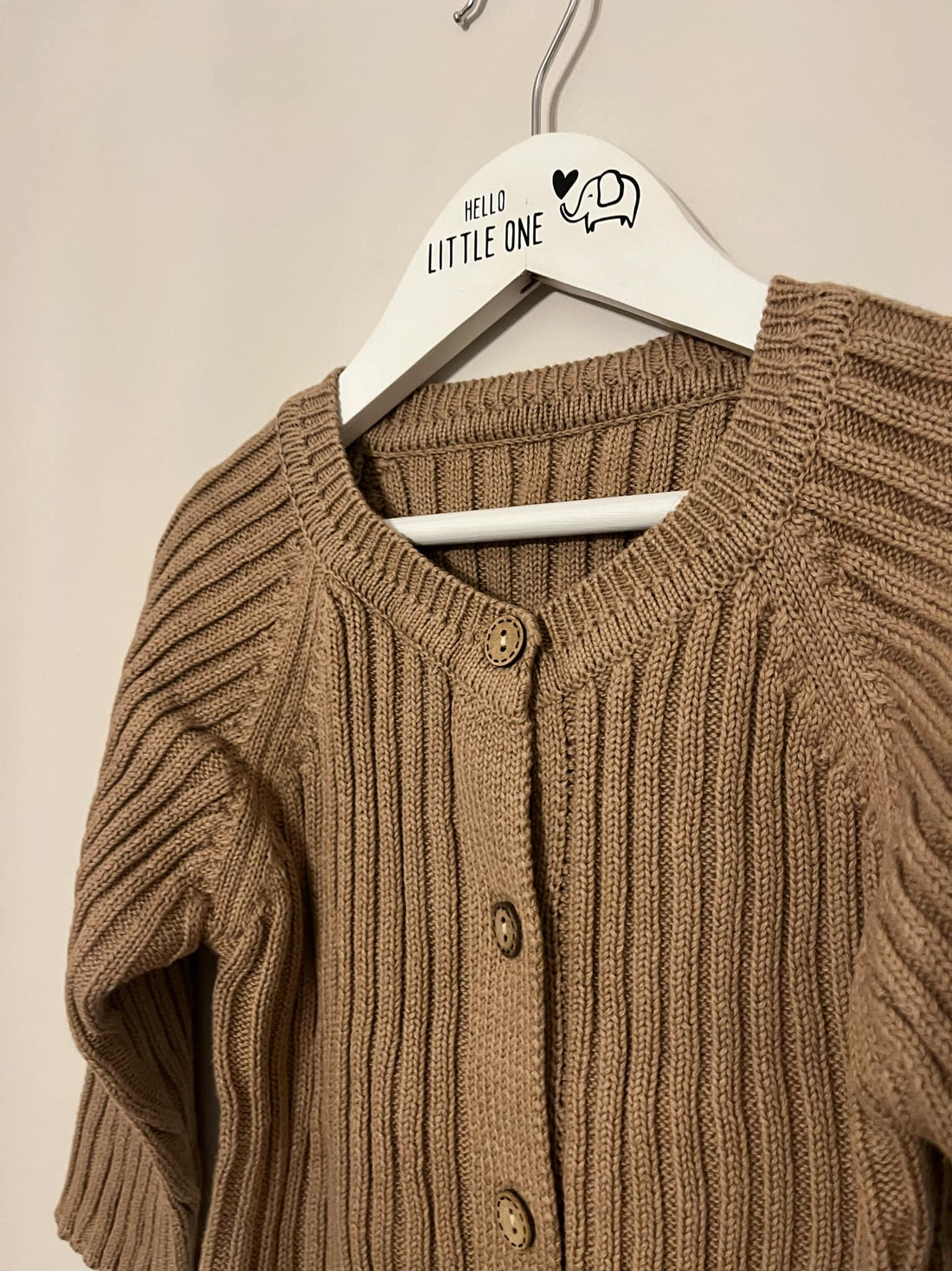 Light Brown Knitted Button Up Long Sleeve Bodysuit
