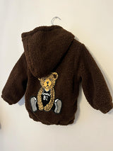 Brown Borg Fleece Teddy Bear Detail Zip Jacket