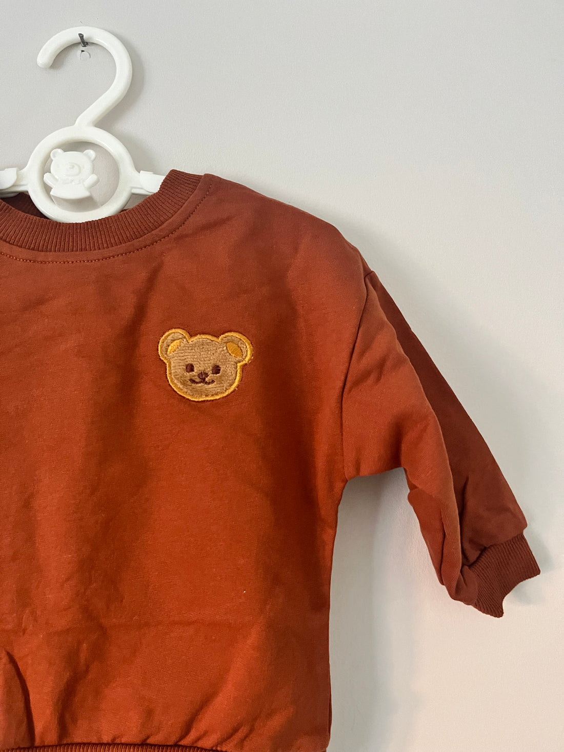 Warm Brown Teddy Bear Embroidered Sweatshirt & Jogger Co-ord