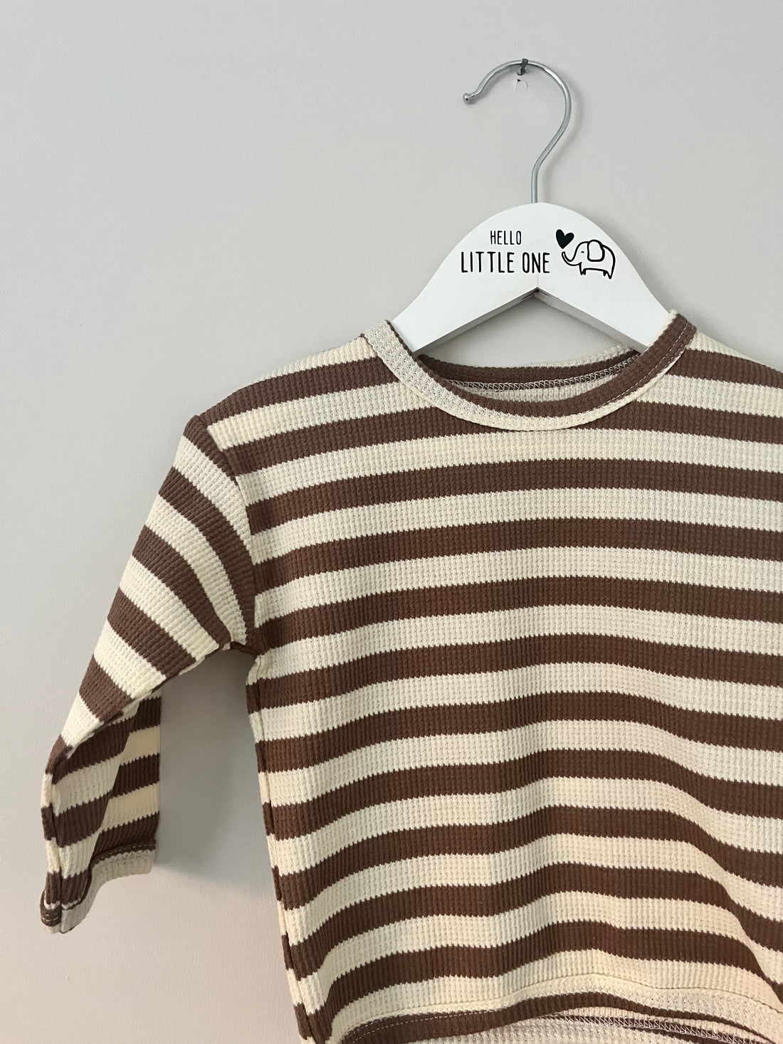 Brown & Cream Striped Long Sleeve Top