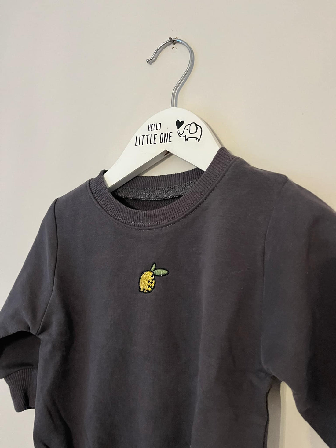 Navy Lemon Embroidered Long Sleeve Romper