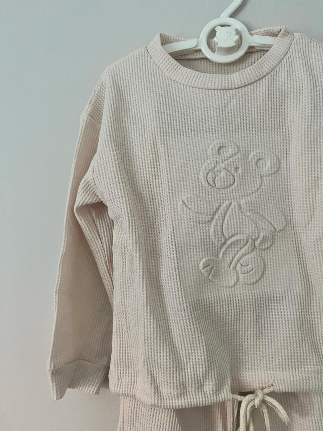 Cream Ribbed Drawstring Co ord Set