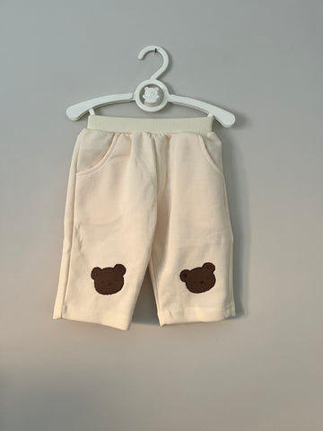 Cream Teddy Bear Patch Joggers
