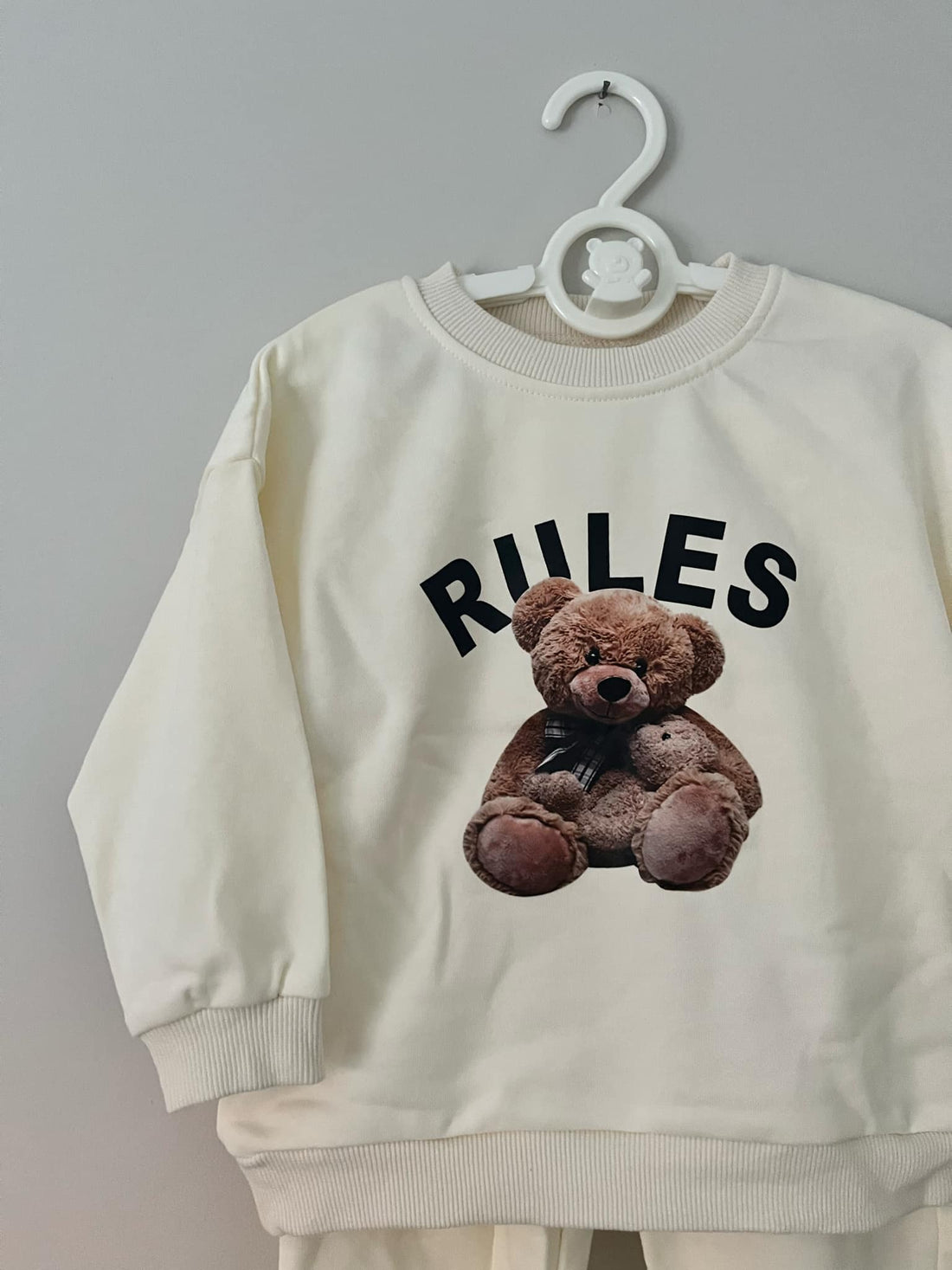 Cream Teddy Bear Rules Sweatshirt & Jogger Co-ord