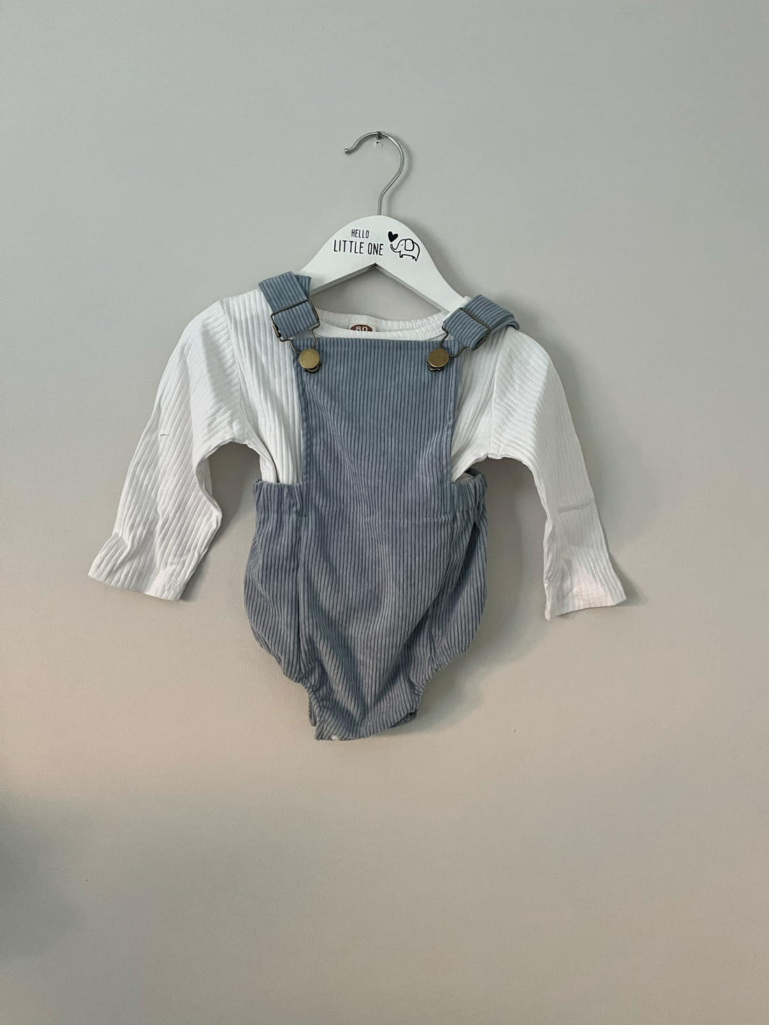 Long Sleeve Brown Ribbed Overalls & Top