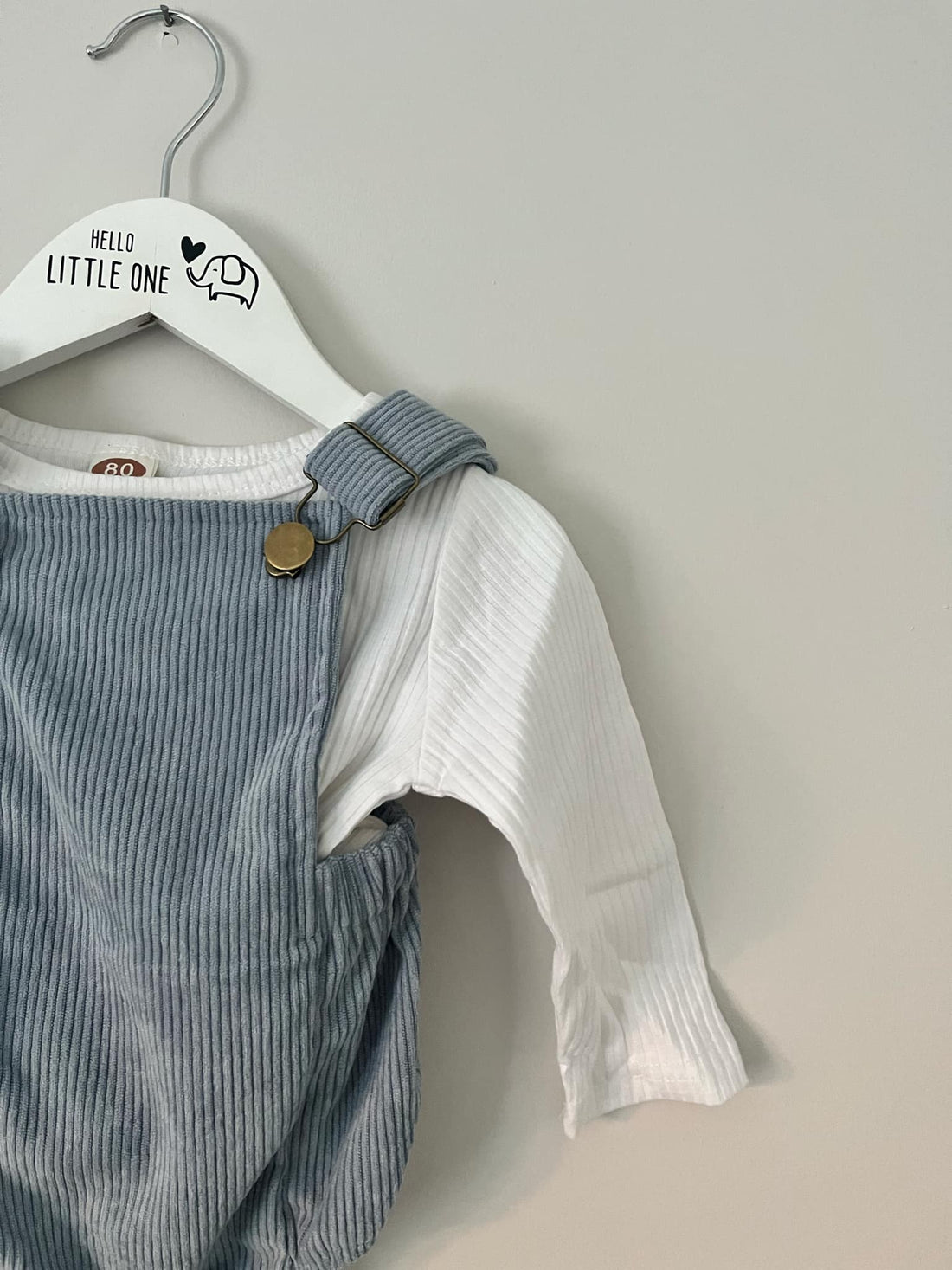 Long Sleeve Blue Ribbed Overalls & Top