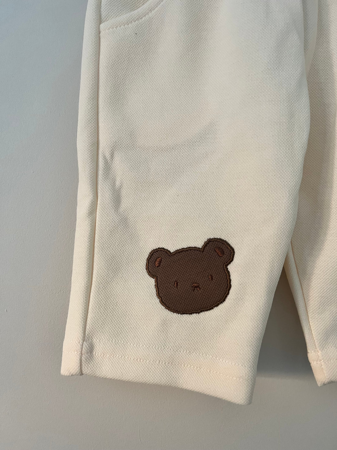 Cream Teddy Bear Patch Joggers