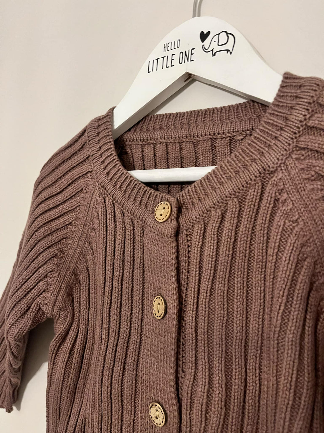 Dark Brown Knitted Button Up Long Sleeve Bodysuit