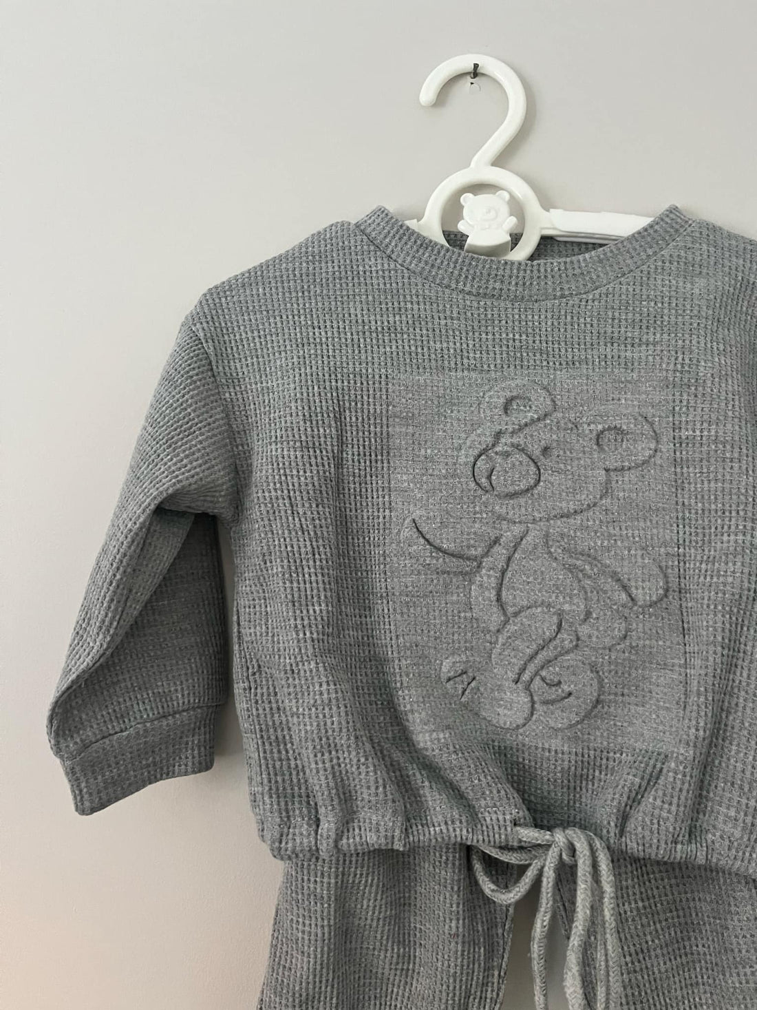 Grey Ribbed Drawstring Co ord Set