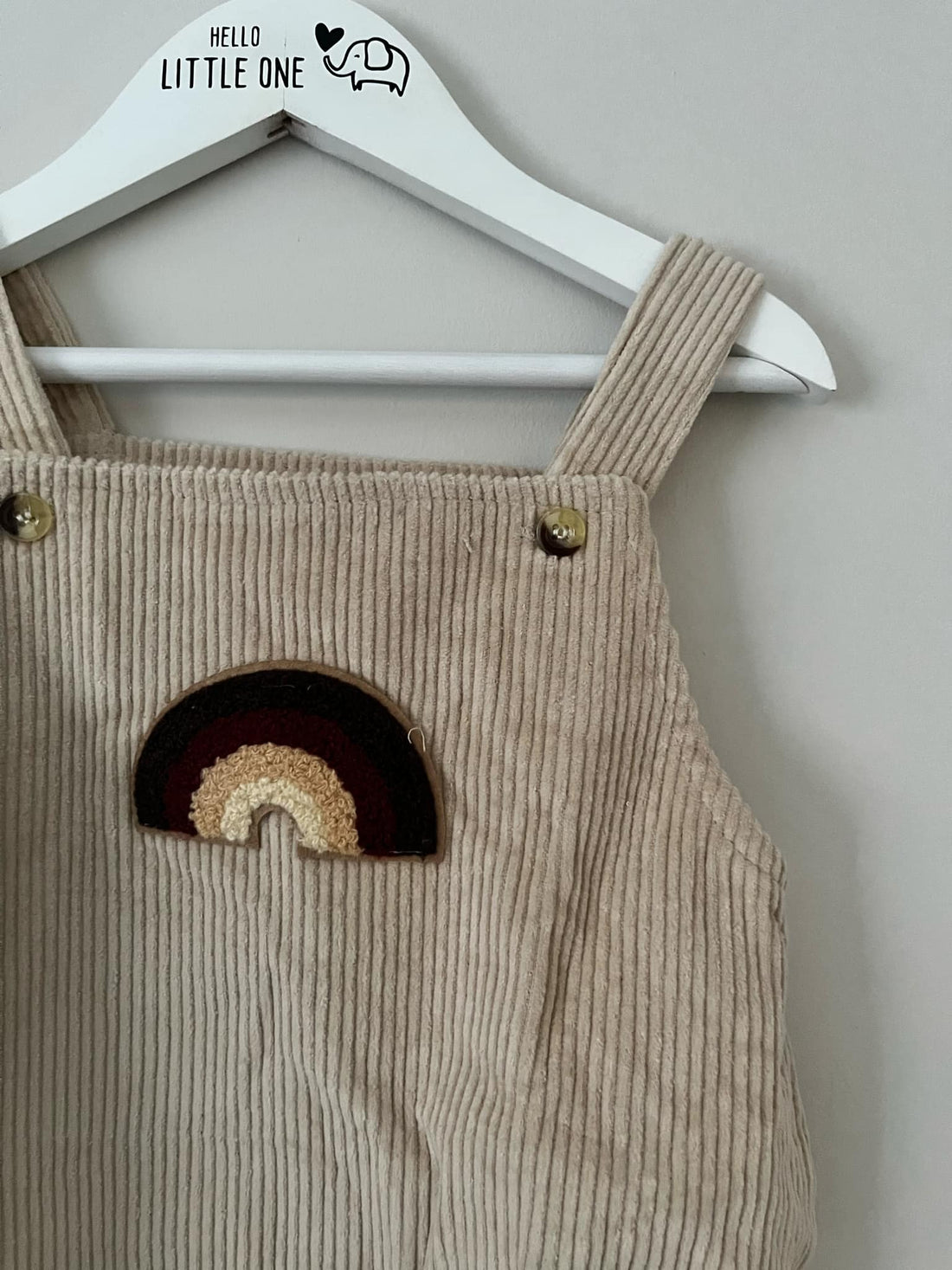 Beige Corduroy Rainbow Dungarees