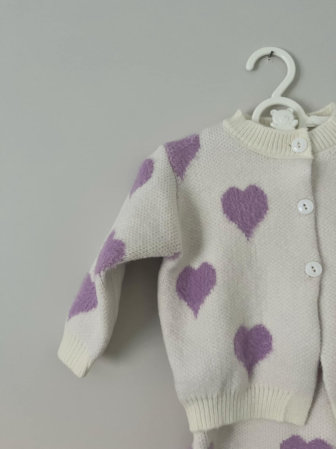 Purple Knit Heart Cardigan & Romper Set